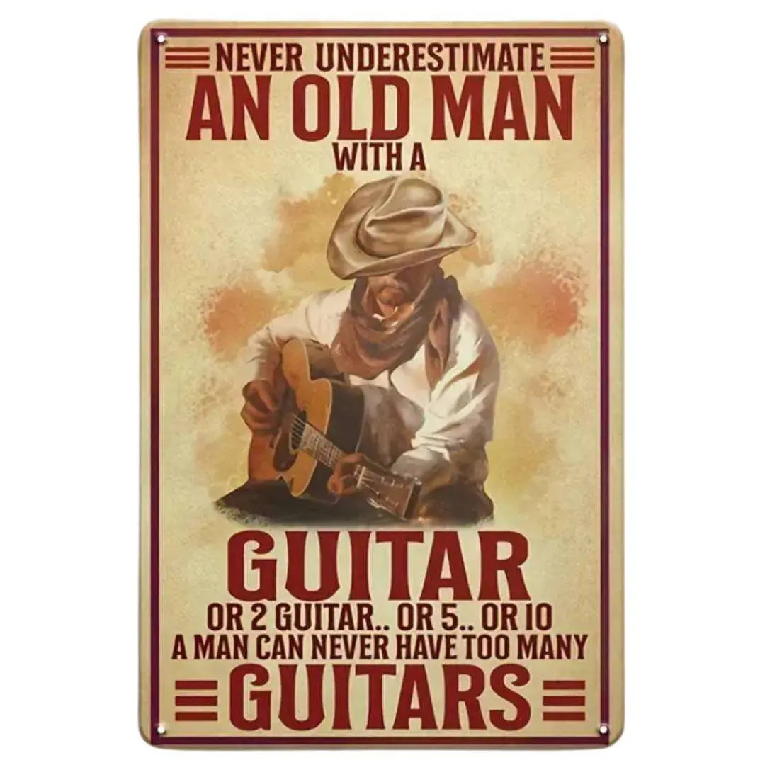 Guitar Wall Art "Never Underestimate An Old Man With A Guitar" - Richards Guitars Of Stratford Upon Avon