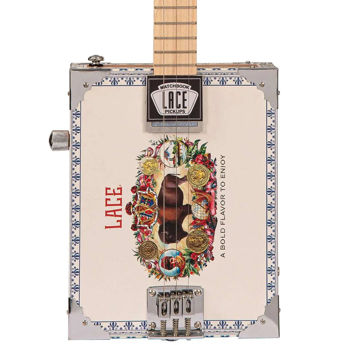 Lace Cigar Box Electric Guitar ~ 3 String ~ Buffalo Bill - Richards Guitars Of Stratford Upon Avon
