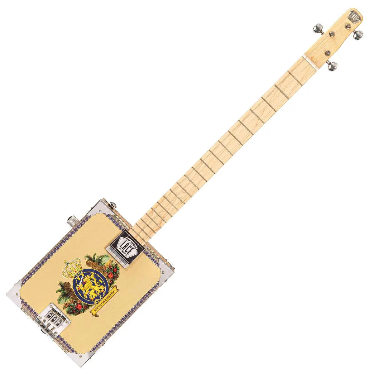 Lace Cigar Box Electric Guitar ~ 3 String ~ Royalty - Richards Guitars Of Stratford Upon Avon