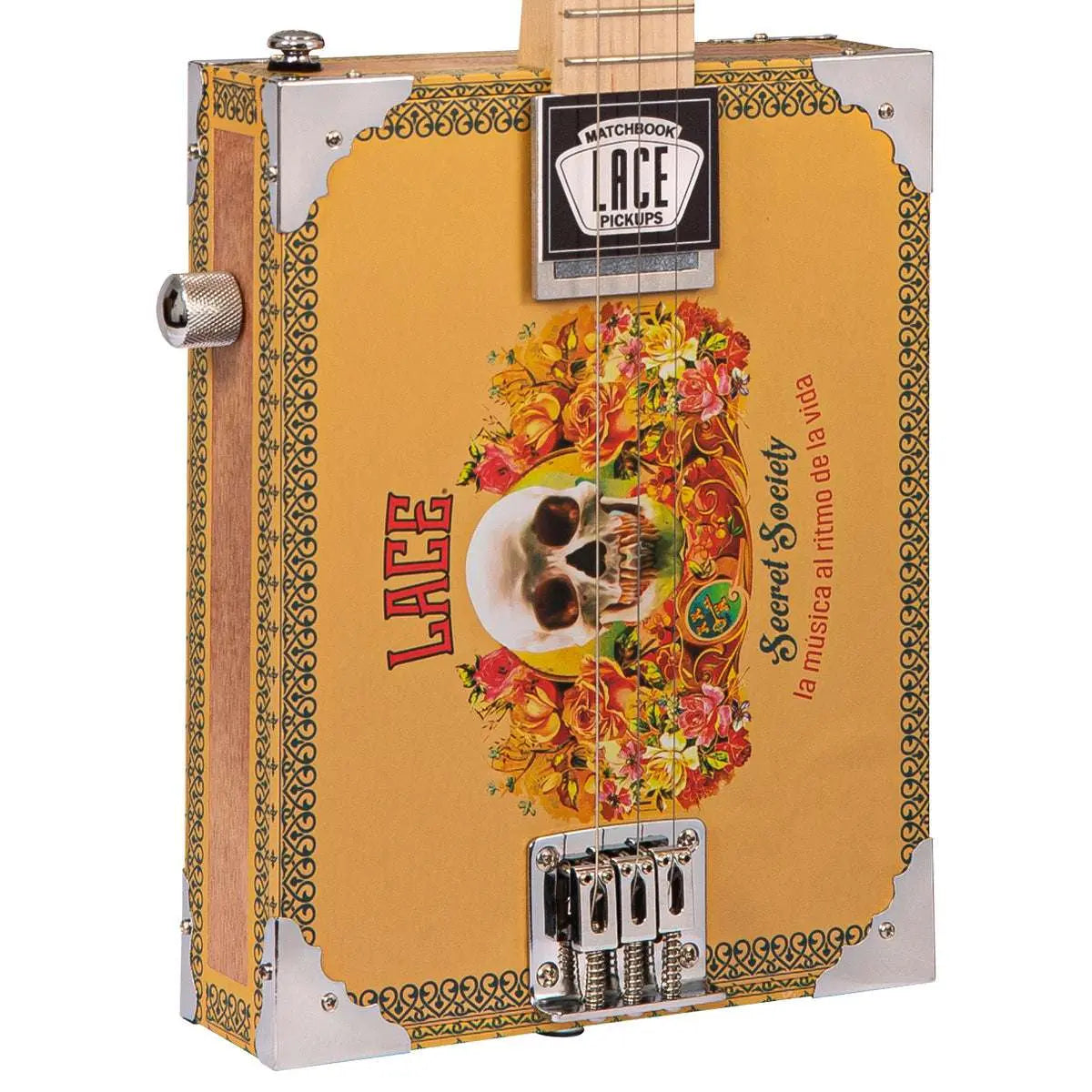 Lace Cigar Box Electric Guitar ~ 3 String ~ Secret Society - Richards Guitars Of Stratford Upon Avon