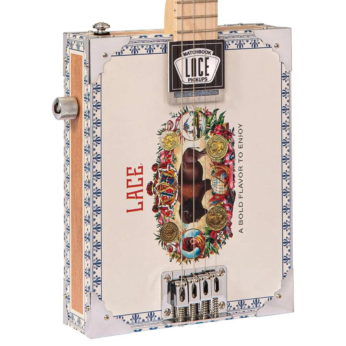 Lace Cigar Box Electric Guitar ~ 4 String ~ Buffalo Bill - Richards Guitars Of Stratford Upon Avon