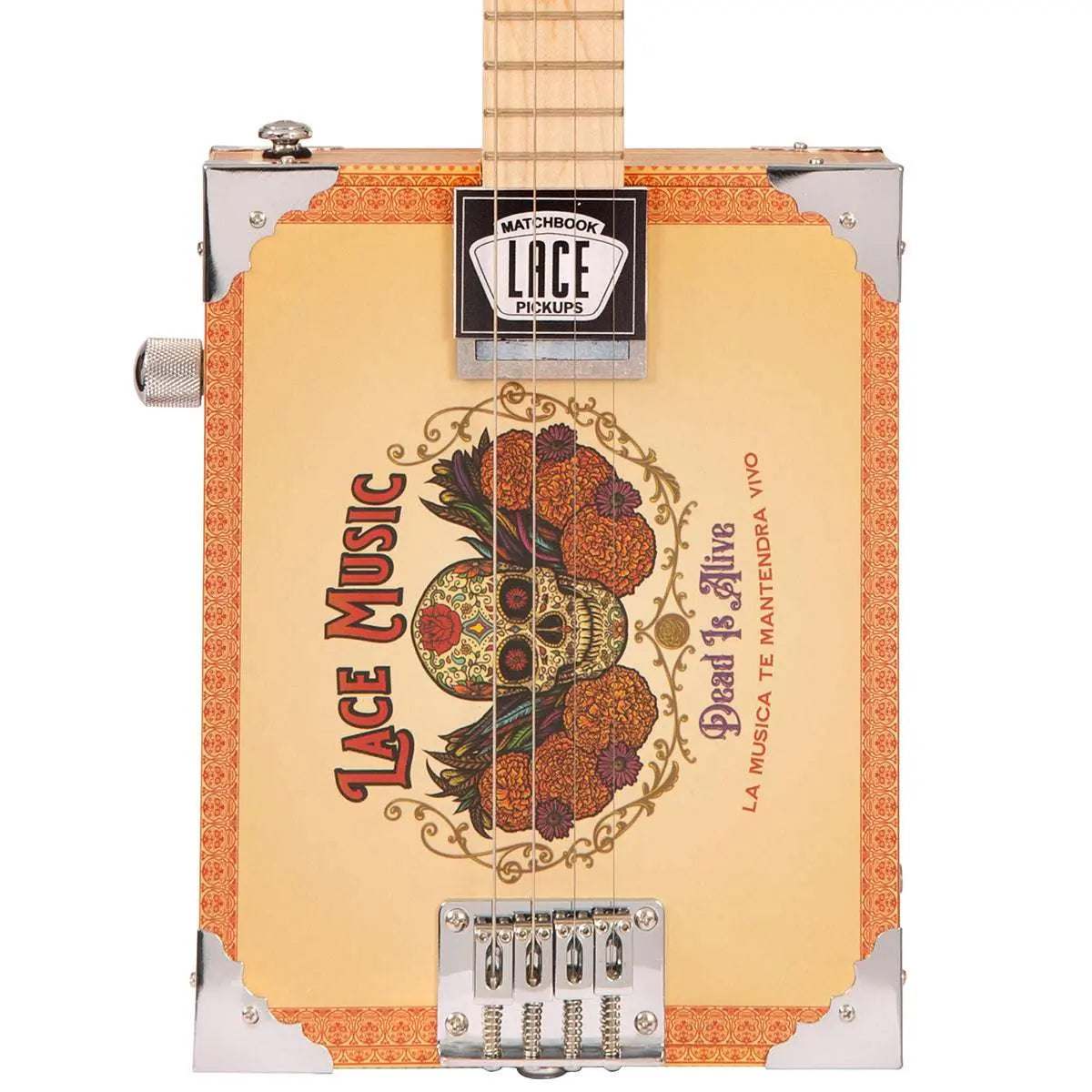 Lace Cigar Box Electric Guitar ~ 4 String ~ Dead Is Alive - Richards Guitars Of Stratford Upon Avon
