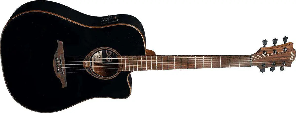 LAG TRAMONTANE 118 T118DCE - BLK DREADNOUGHT CUTAWAY ELECTRO BLACK - Richards Guitars Of Stratford Upon Avon
