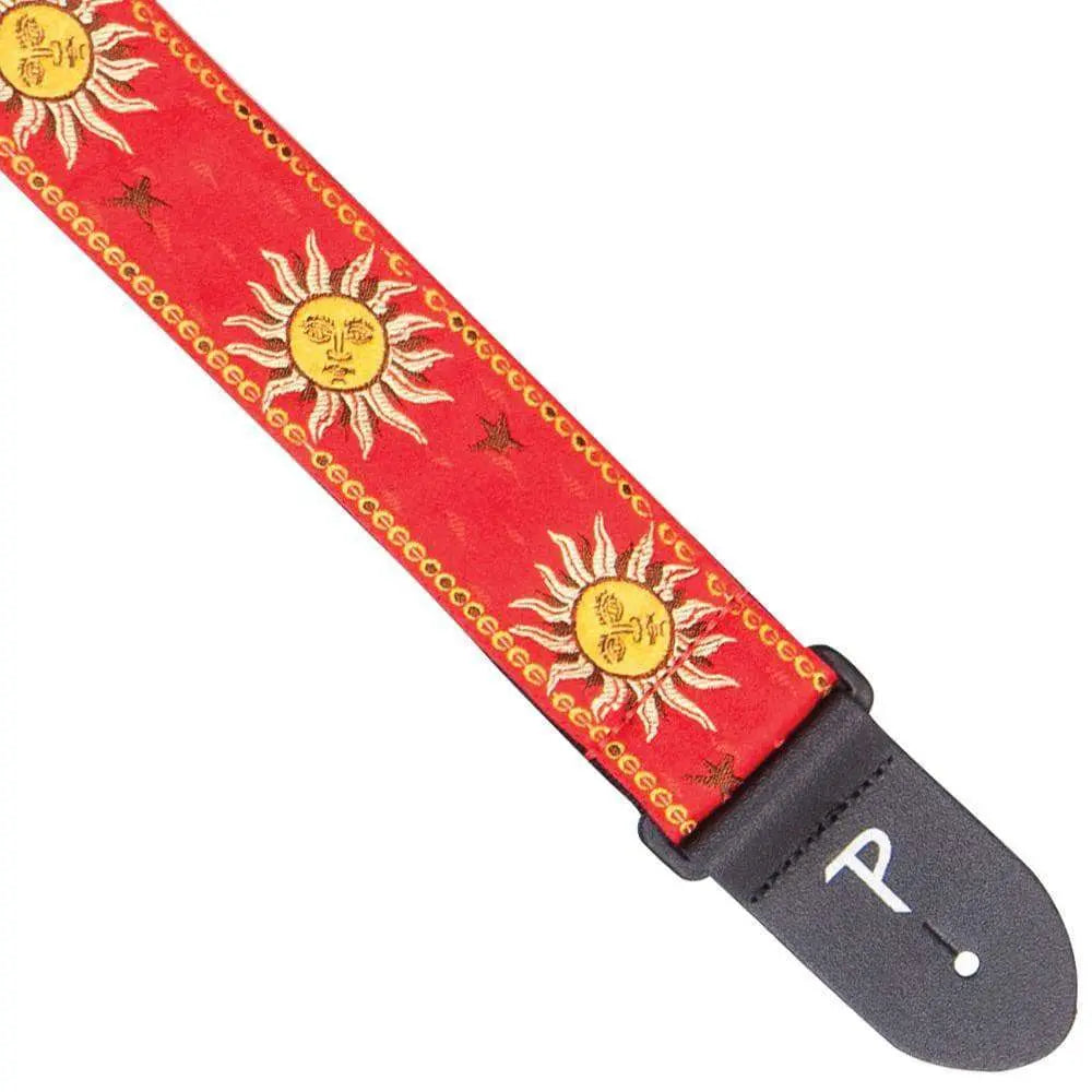 Perri's Cotton Jacquard Guitar Strap ~ Yellow Suns - Richards Guitars Of Stratford Upon Avon