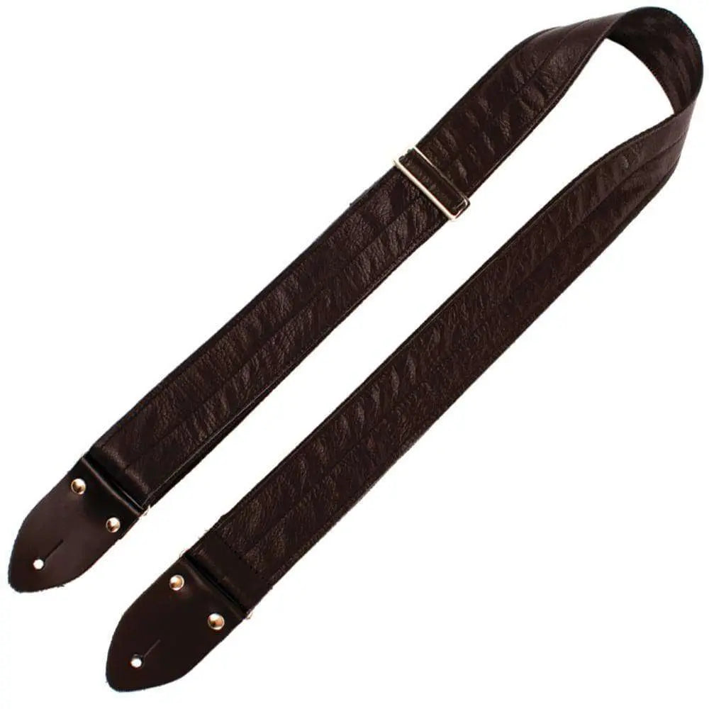 Perri's Easy Slide Leather Strap ~ Black w/Black Seatbelt Backing - Richards Guitars Of Stratford Upon Avon