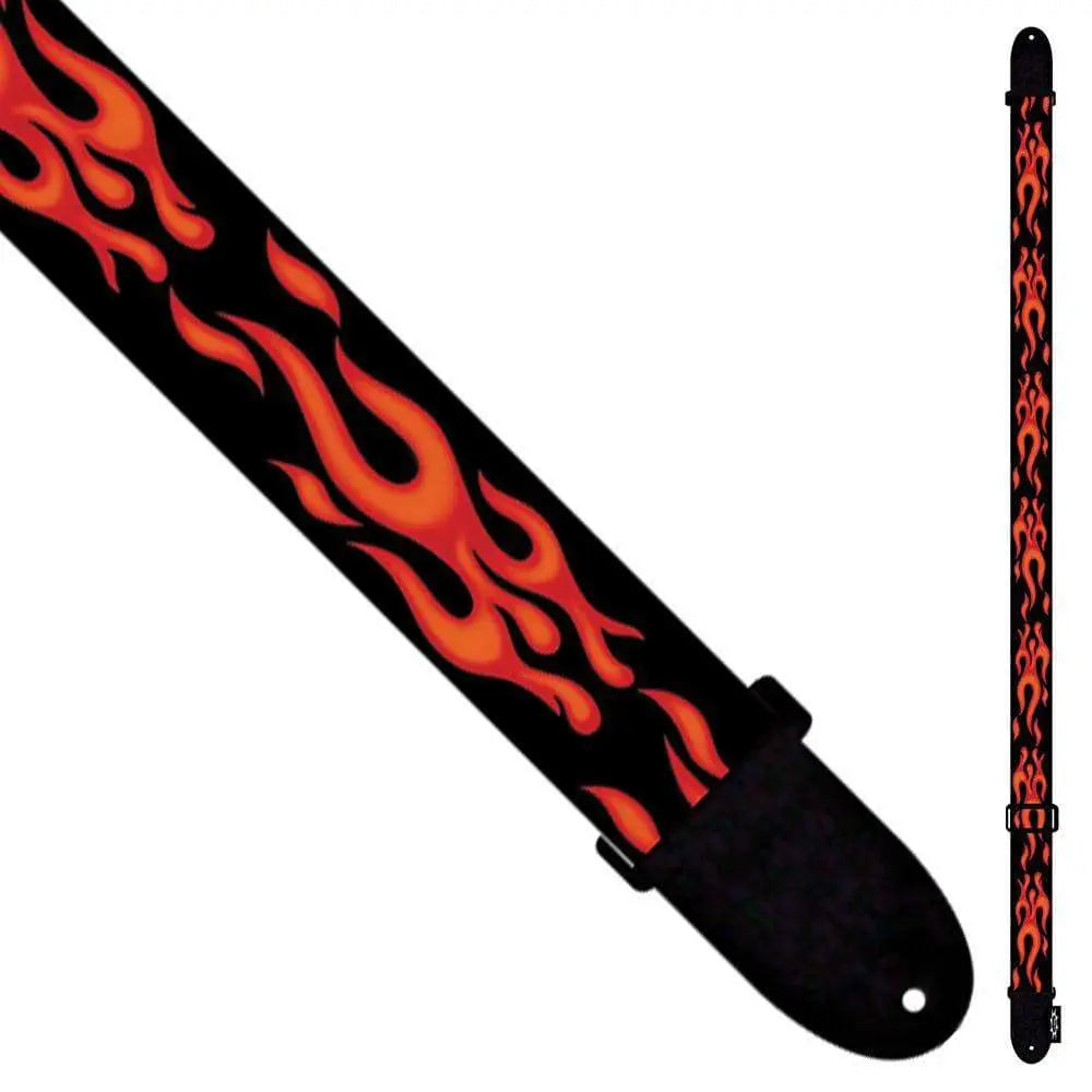 Perri's Polyester/Webbing Guitar Strap ~ Red Flames - Richards Guitars Of Stratford Upon Avon