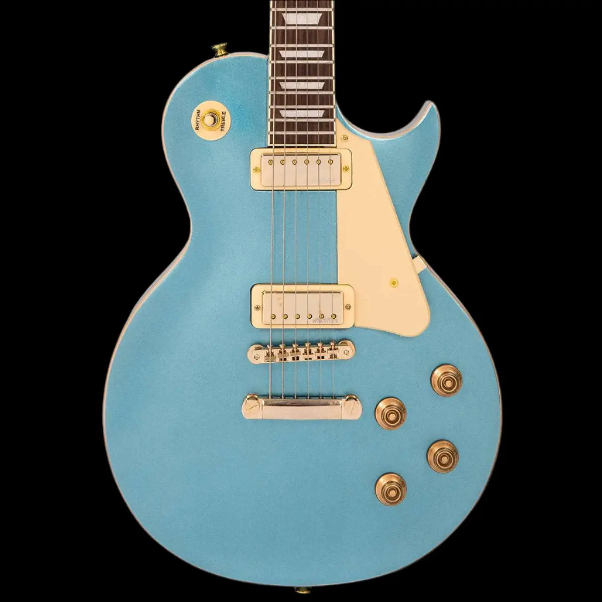 Vintage V100MGHB Mini Double Coil ReIssued Electric Guitar ~ Gun Hill Blue - Richards Guitars Of Stratford Upon Avon