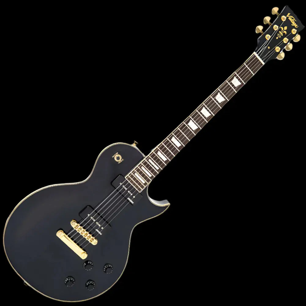 Vintage V100PBB ReIssued Electric Guitar w/W90 Pickups ~ Boulevard Black - Richards Guitars Of Stratford Upon Avon