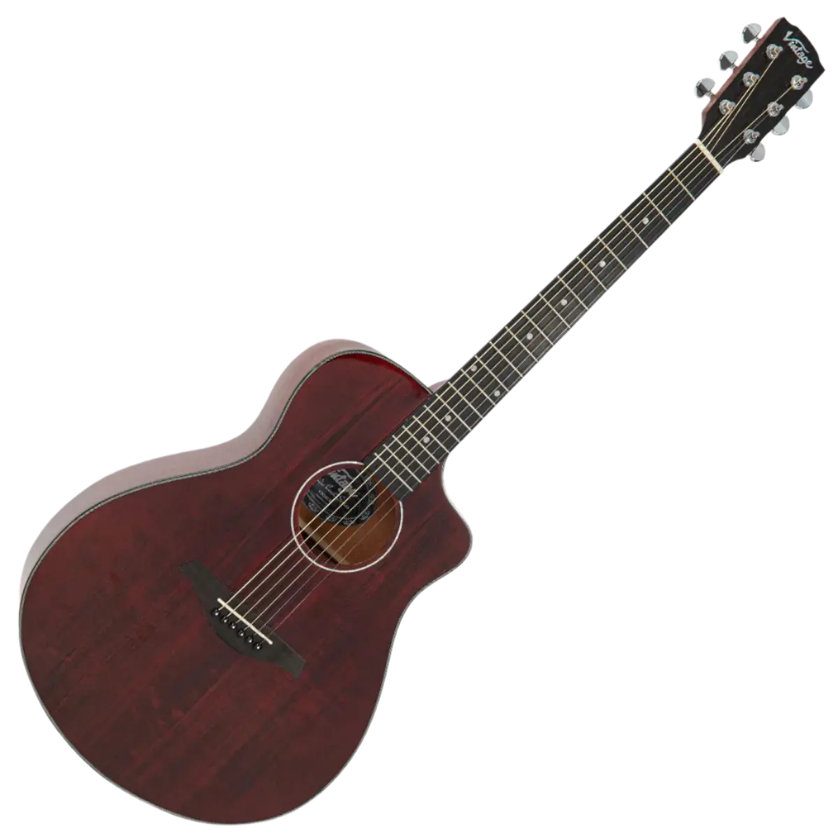 Vintage V300CR Pacific Coast Series Claret Red Acoustic Guitar - Richards Guitars Of Stratford Upon Avon