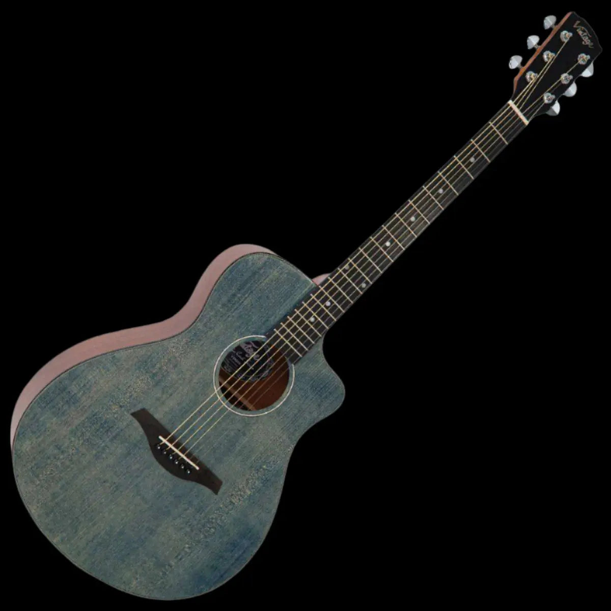 Vintage V300DB Pacific Coast Series Denim Blue Acoustic Guitar - Richards Guitars Of Stratford Upon Avon
