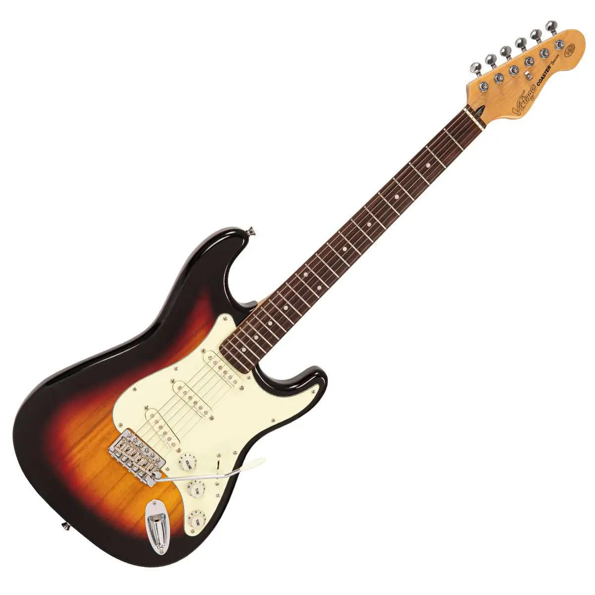 Vintage V60 Coaster Series Electric Guitar ~ 3 Tone Sunburst - Richards Guitars Of Stratford Upon Avon