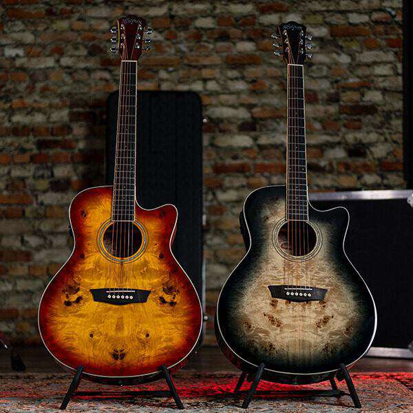 Washburn BURL ACE - Grand Auditorium - Amber Fade Electro Acoustic Guitar - Richards Guitars Of Stratford Upon Avon