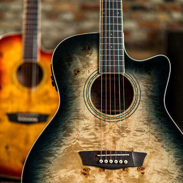 Washburn BURL ACE - Grand Auditorium - Black Fade Electro Acoustic Guitar - Richards Guitars Of Stratford Upon Avon