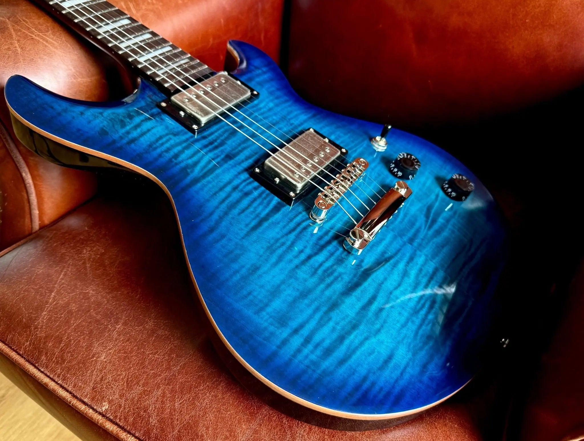Cort M600BB Blue Burst. Awesome Set Neck Electric Guitar For PRS Lovers. Top Recommendation. - Richards Guitars Of Stratford Upon Avon