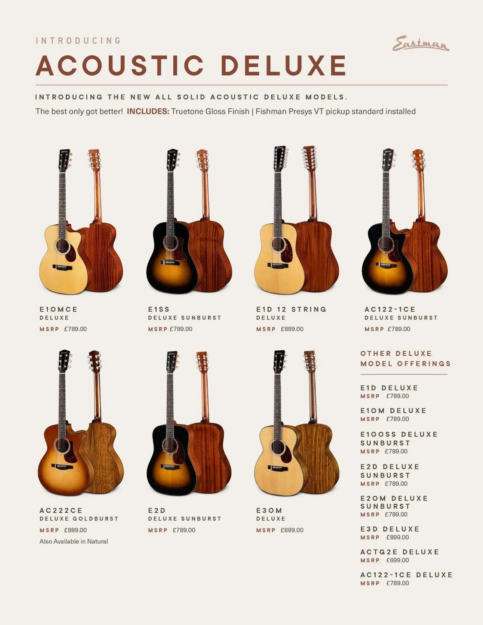 Eastman AC222CE - DLX - GB (Price inc. Custom Pro Setup Package) - Richards Guitars Of Stratford Upon Avon