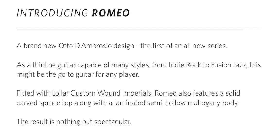 Eastman Romeo (Price inc. Custom Pro Setup Package) - Richards Guitars Of Stratford Upon Avon