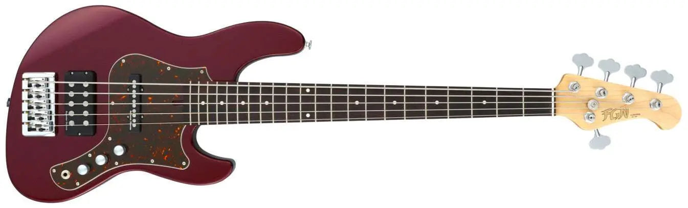 FGN Bass Guitar J Standard Mighty Jazz JMJ52ALR Azuki Metallic (AZM) With Gig Bag - Richards Guitars Of Stratford Upon Avon