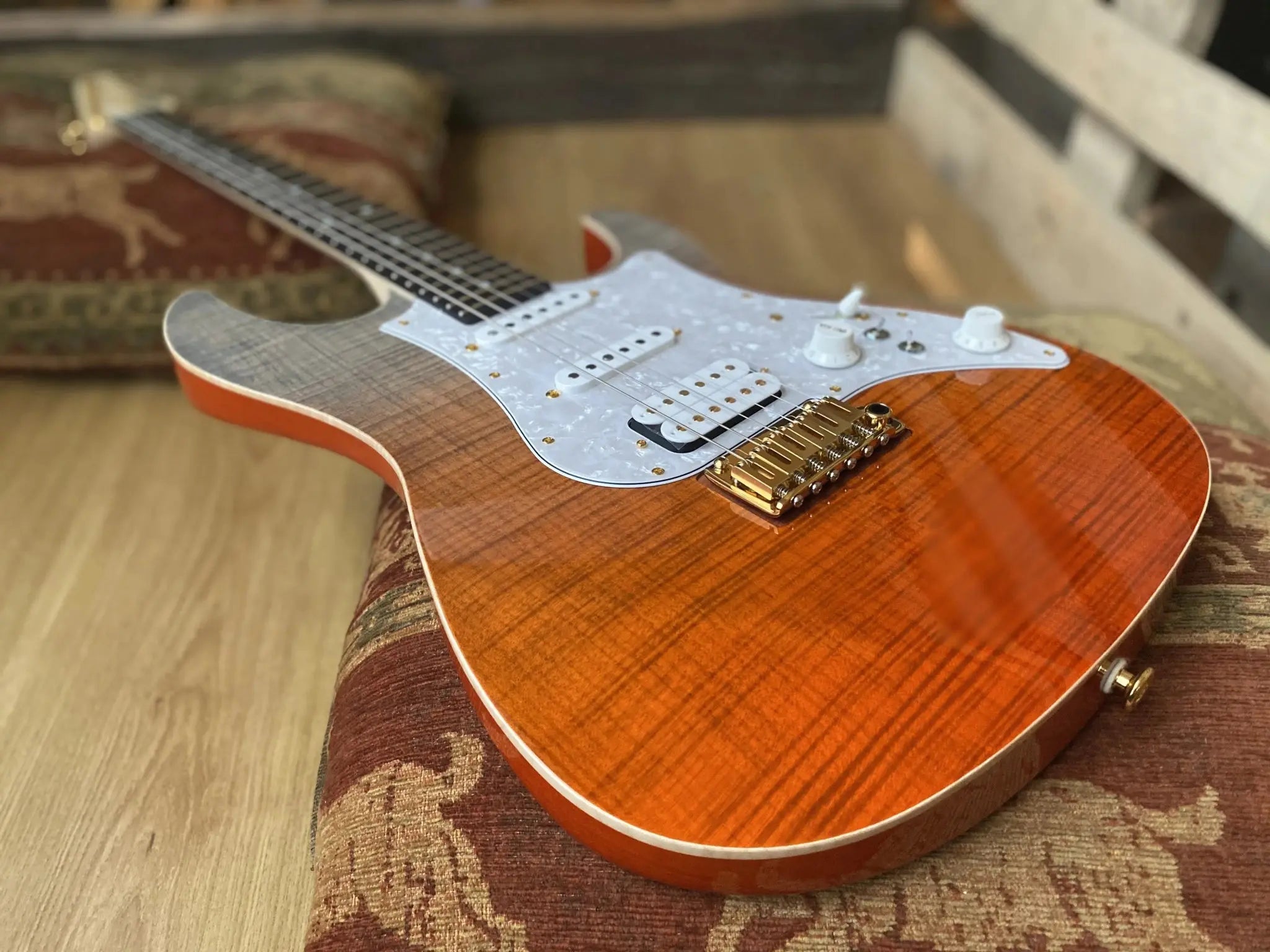 FGN Expert Odyssey EOSFMR, Ripe Kaki Gradation With Hard Case - Richards Guitars Of Stratford Upon Avon