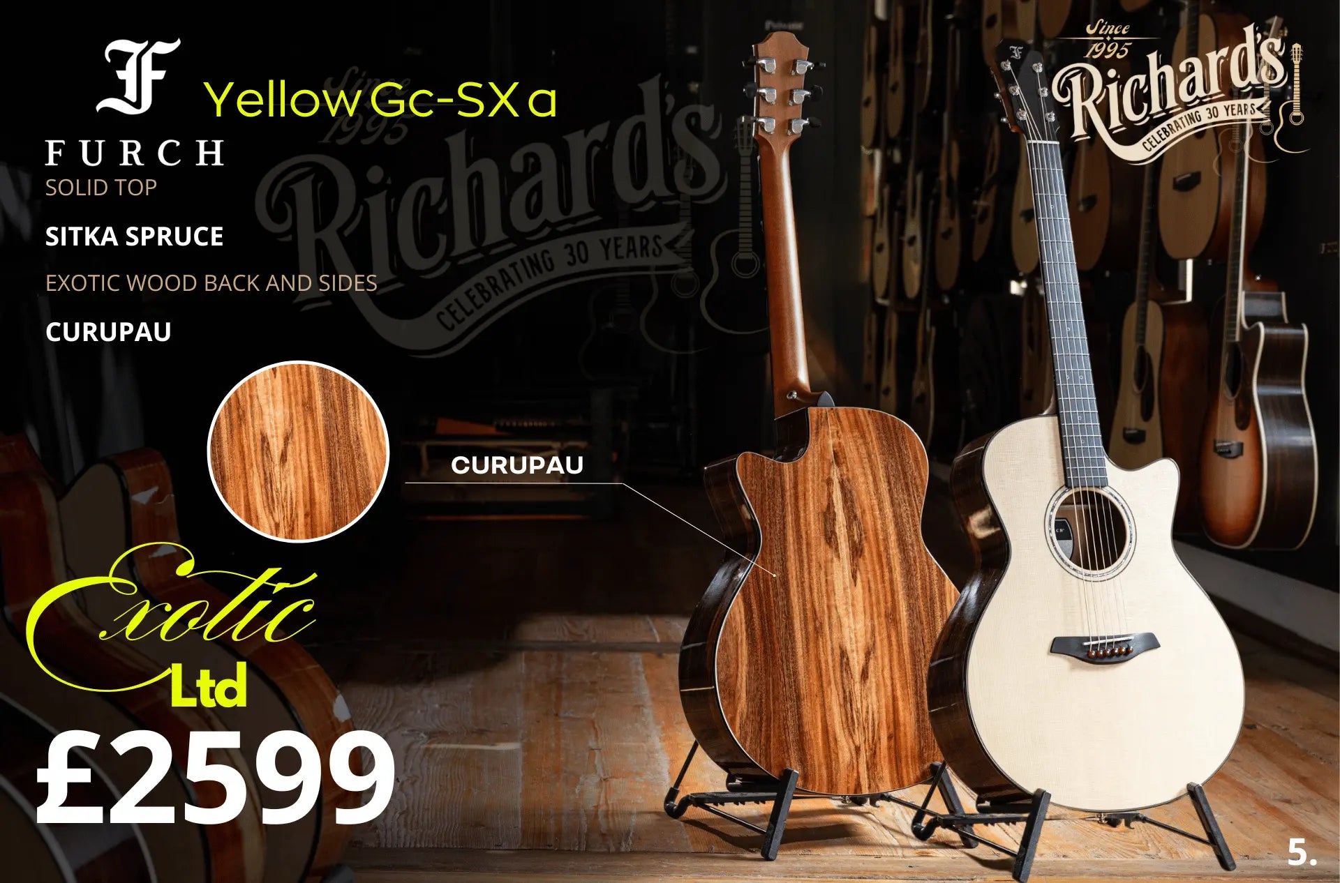 Furch Yellow Curupau GC SX Exotic Ltd Series Acoustic Guitar - Richards Guitars Of Stratford Upon Avon