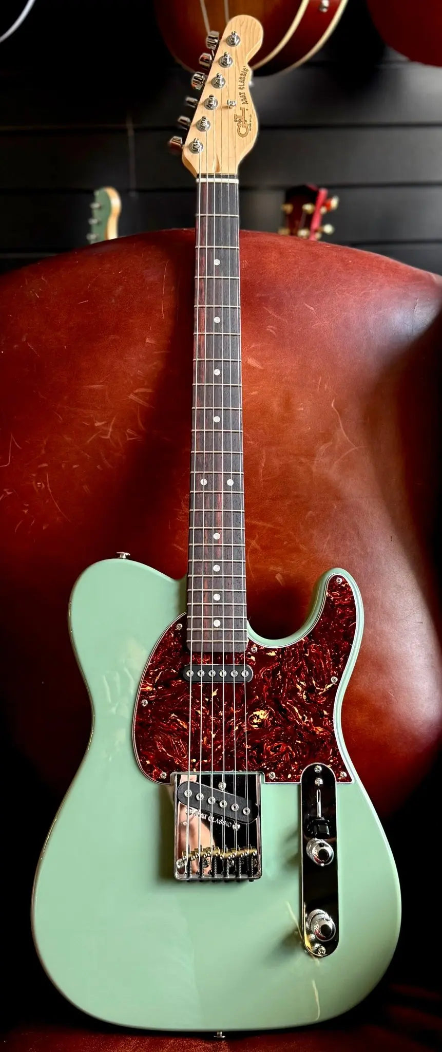 G&L Fullerton Deluxe ASAT Classic Matcha Green over Alder w' Deluxe Gigbag - Richards Guitars Of Stratford Upon Avon