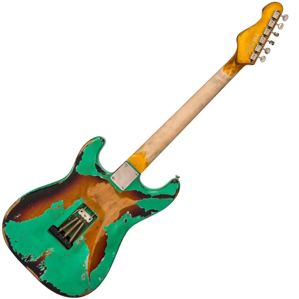 IN BUILD: - Vintage V6 ProShop Unique ~ Ventura Green/Tobacco Burst - Richards Guitars Of Stratford Upon Avon