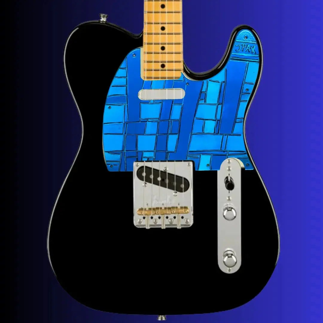 JPAX Hand Painted Custom Art Scratch Plate - Shades Of The Blues - Telecaster - Richards Guitars Of Stratford Upon Avon