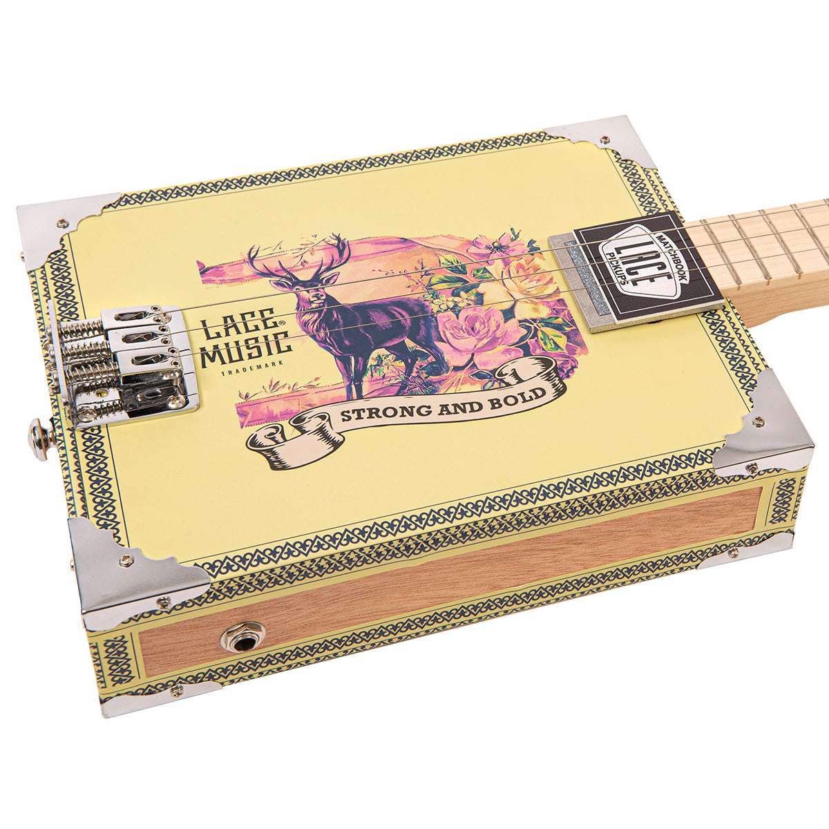 Lace Cigar Box Electric Guitar ~ 3 String ~ Deer Crossing - Richards Guitars Of Stratford Upon Avon