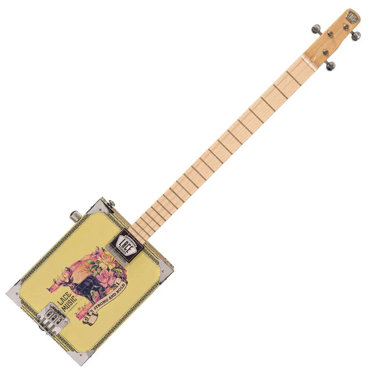 Lace Cigar Box Electric Guitar ~ 3 String ~ Deer Crossing - Richards Guitars Of Stratford Upon Avon