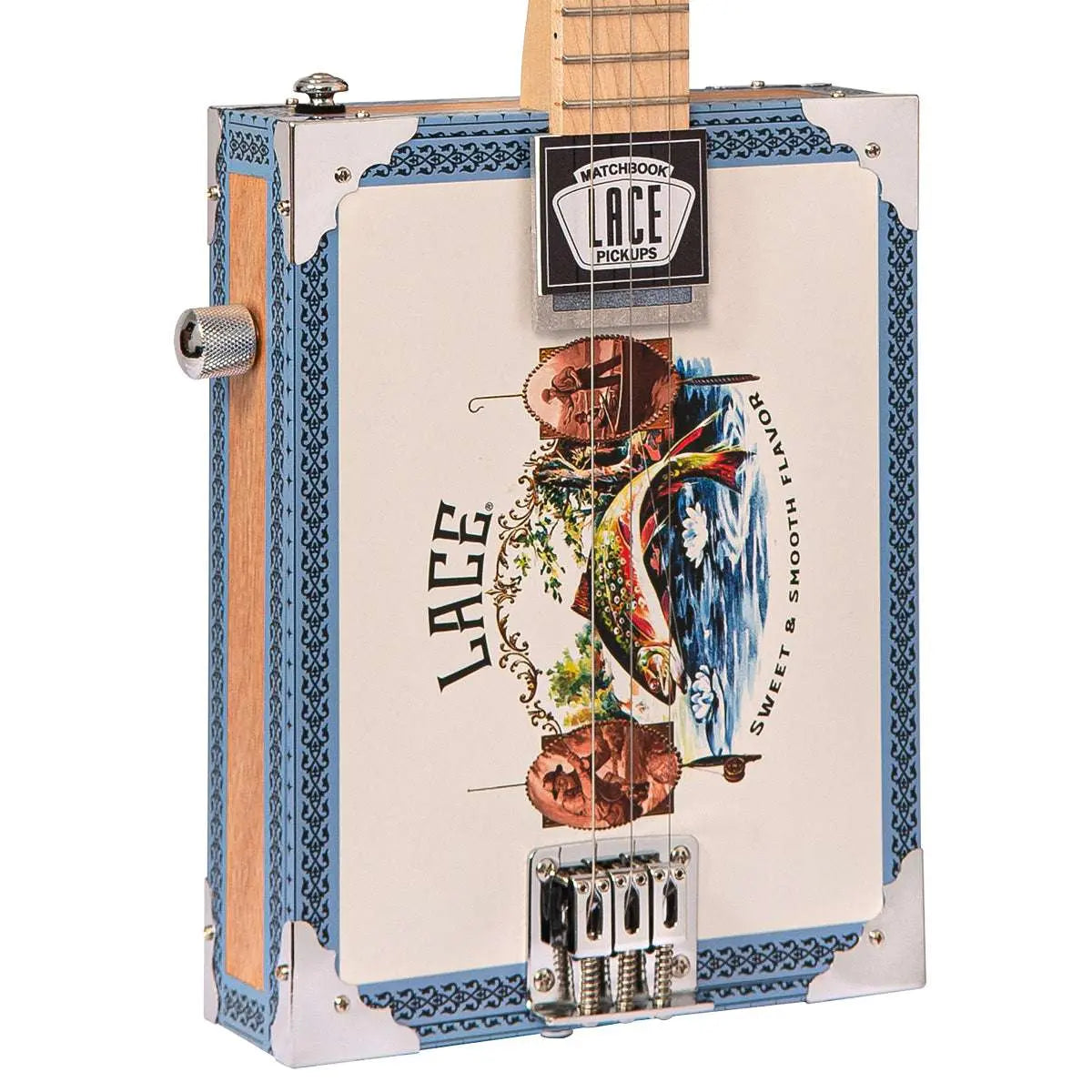 Lace Cigar Box Electric Guitar ~ 3 String ~ Gone Fishin' - Richards Guitars Of Stratford Upon Avon