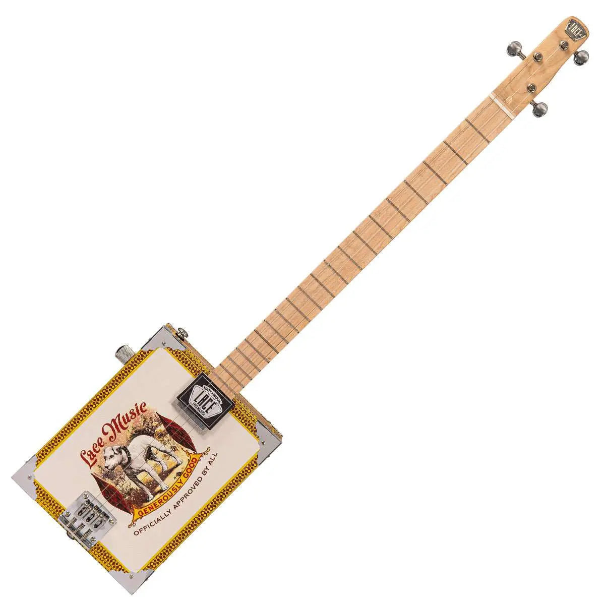 Lace Cigar Box Electric Guitar ~ 3 String ~ Pero Pup - Richards Guitars Of Stratford Upon Avon