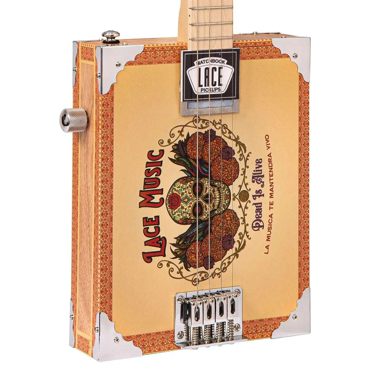 Lace Cigar Box Electric Guitar ~ 4 String ~ Dead Is Alive - Richards Guitars Of Stratford Upon Avon