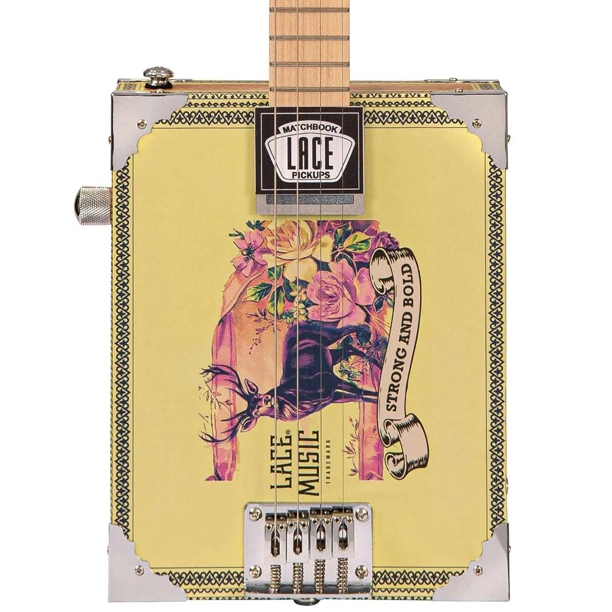 Lace Cigar Box Electric Guitar ~ 4 String ~ Deer Crossing - Richards Guitars Of Stratford Upon Avon