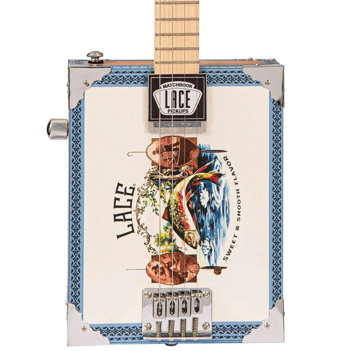 Lace Cigar Box Electric Guitar ~ 4 String ~ Gone Fishin' - Richards Guitars Of Stratford Upon Avon