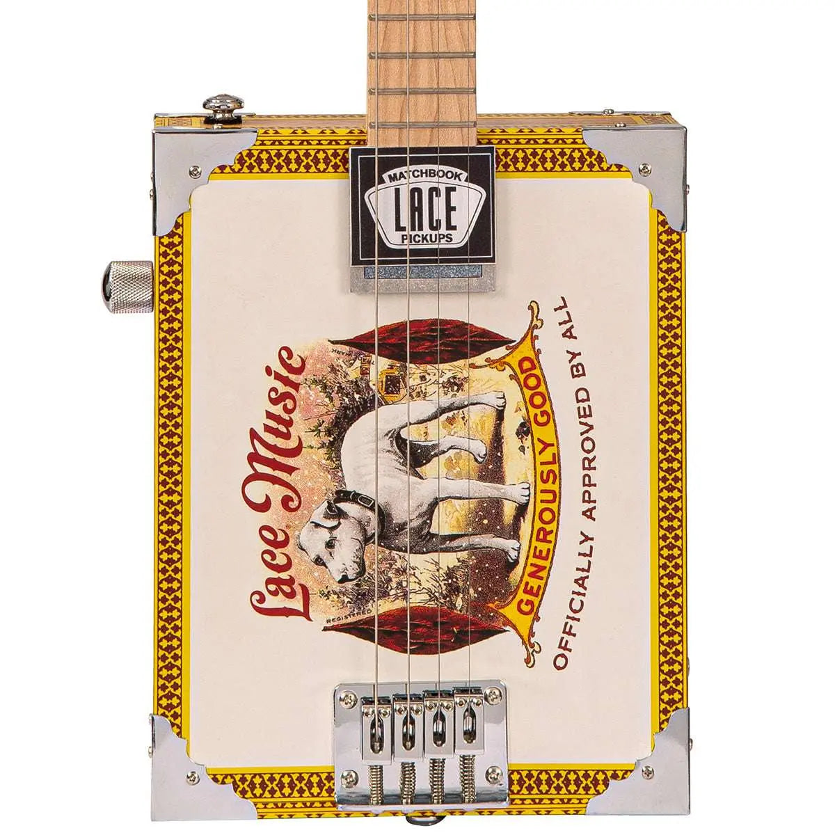 Lace Cigar Box Electric Guitar ~ 4 String ~ Pero Pup - Richards Guitars Of Stratford Upon Avon