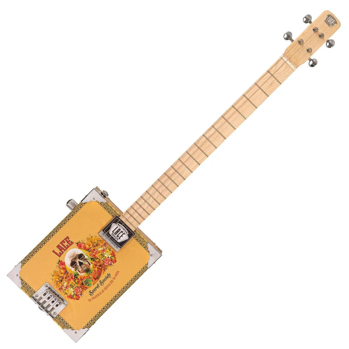 Lace Cigar Box Electric Guitar ~ 4 String ~ Secret Society - Richards Guitars Of Stratford Upon Avon