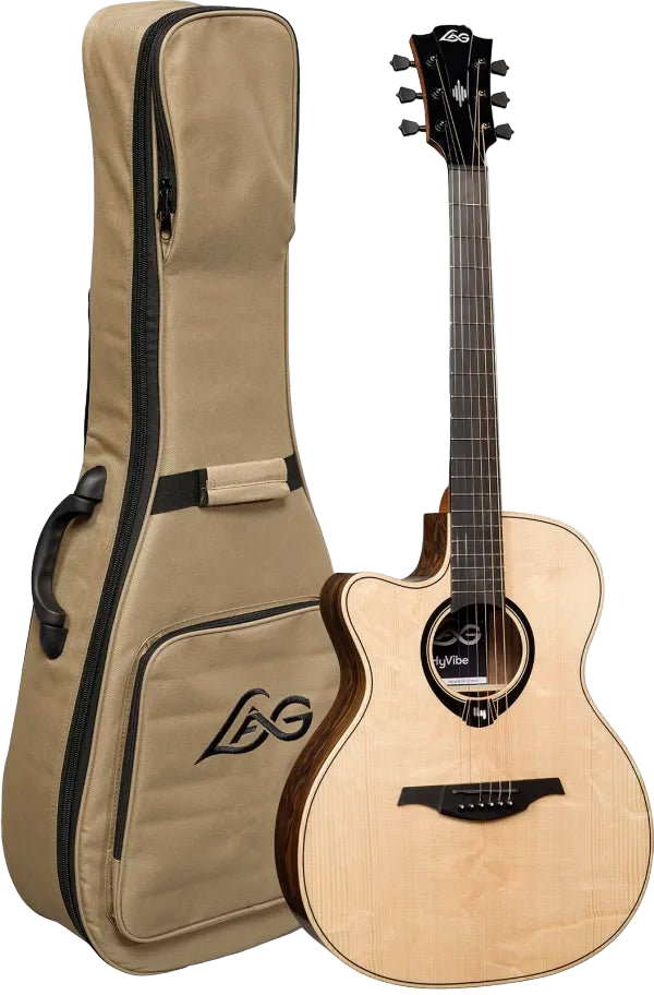 LAG HyVibe 30 H2 - Auditorium Cutaway Electro Acoustic Guitar Left Handed - Richards Guitars Of Stratford Upon Avon