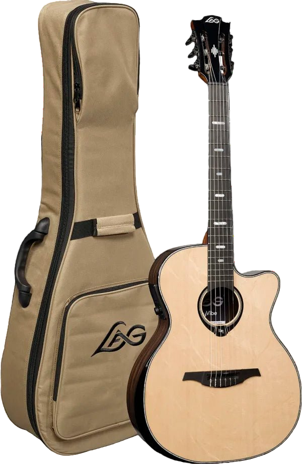 LAG HyVibe 50 H2 - Nylon Strung Auditorium Cutaway Electro Acoustic Smart Guitar - Richards Guitars Of Stratford Upon Avon