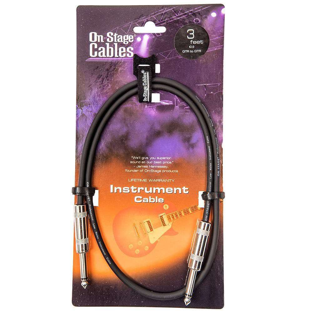 On - Stage Instrument Cable ~ 3ft/1m - Richards Guitars Of Stratford Upon Avon