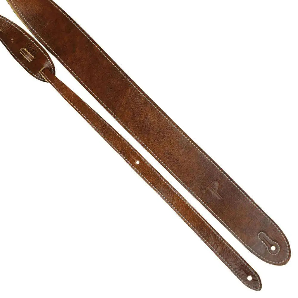Perri's Deluxe Italian Leather Guitar Strap with Suede Backing ~ Brown - Richards Guitars Of Stratford Upon Avon
