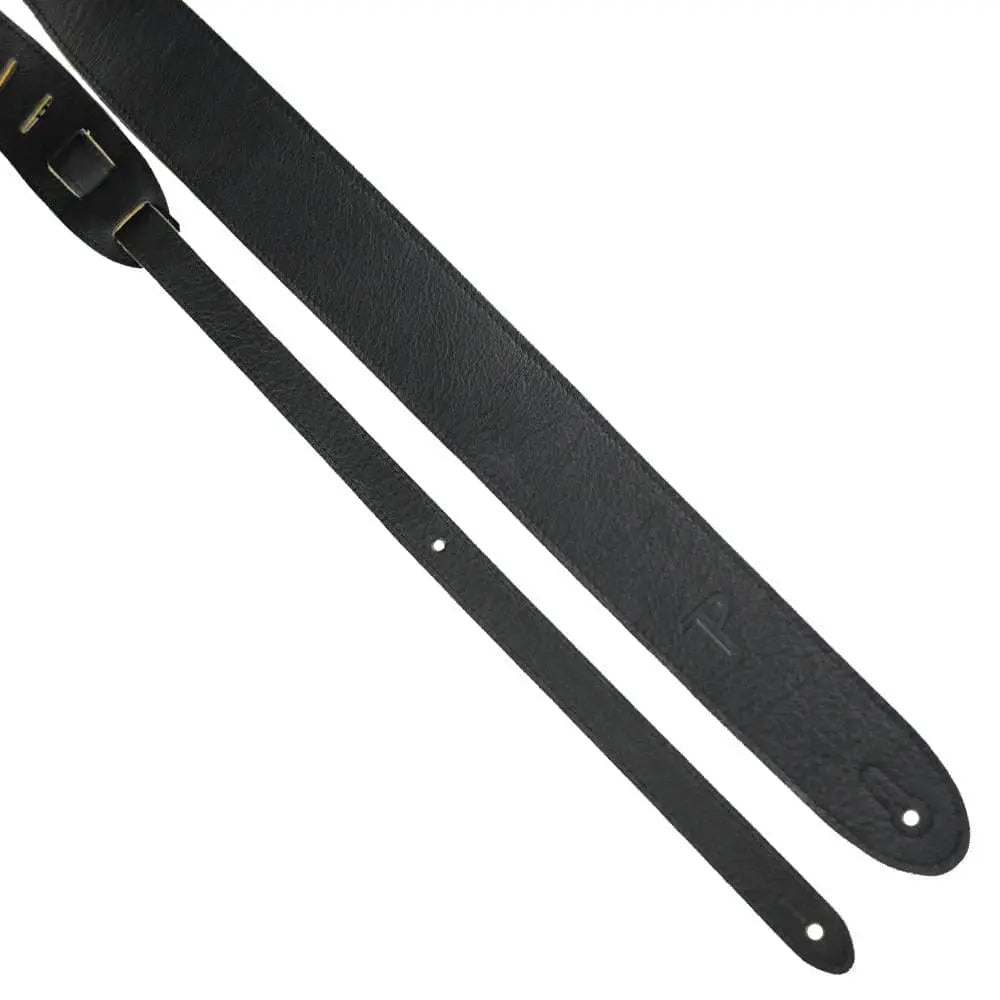 Perri's Deluxe Italian Leather Strap with Suede Backing ~ Black - Richards Guitars Of Stratford Upon Avon