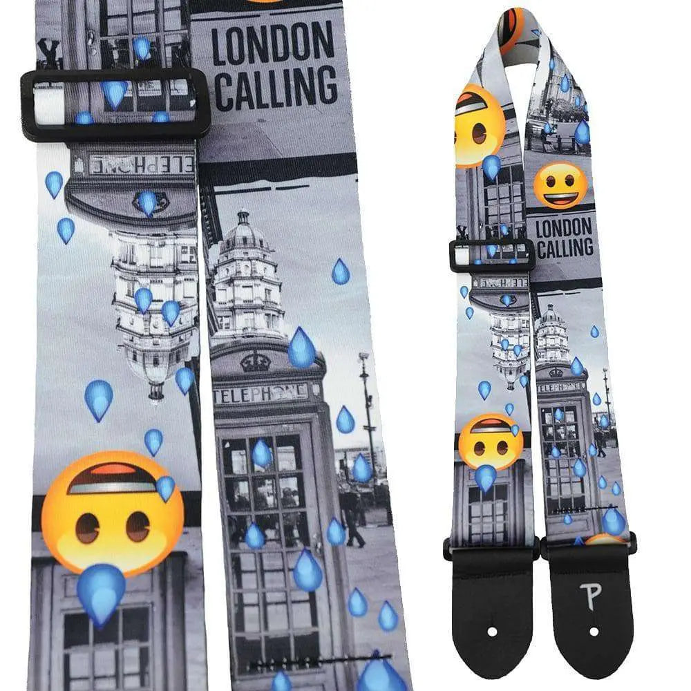 Perri's Emoji Polyester Guitar Strap ~ London Calling - Richards Guitars Of Stratford Upon Avon