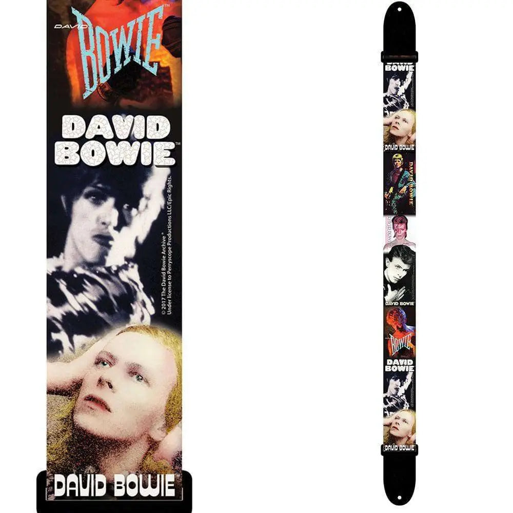 Perri's Licensed Polyester Guitar Strap ~ Bowie Faces - Richards Guitars Of Stratford Upon Avon