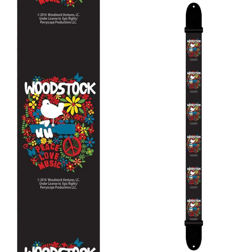 Perri's Licensed Polyester Guitar Strap ~ Woodstock Black - Richards Guitars Of Stratford Upon Avon