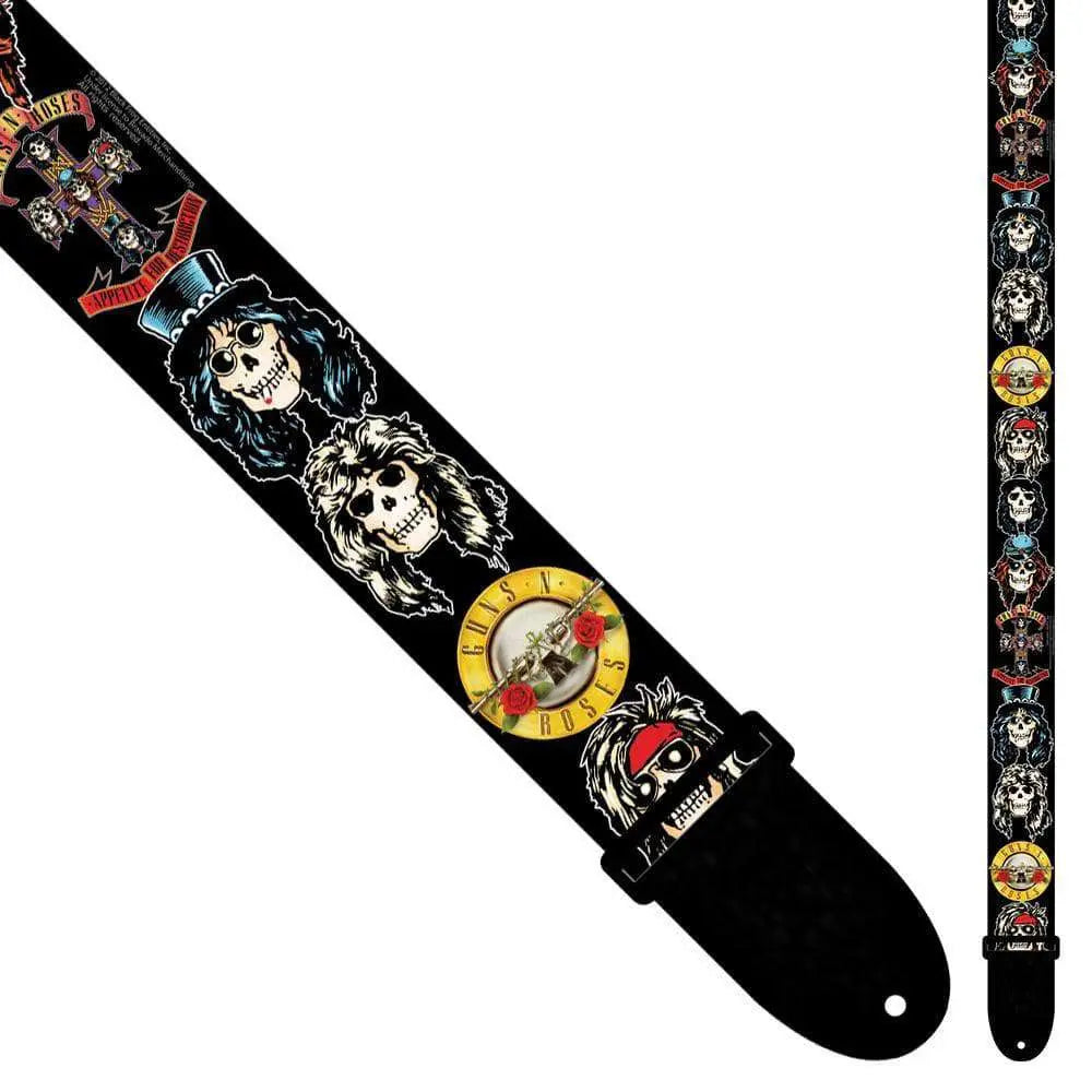 Perri's Polyester Guitar Strap ~ Guns 'n' Roses ~ Skulls - Richards Guitars Of Stratford Upon Avon