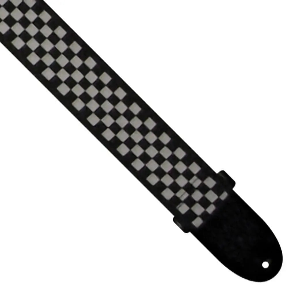 Perri's Polyester/Webbing Guitar Strap ~ Black/White Check - Richards Guitars Of Stratford Upon Avon