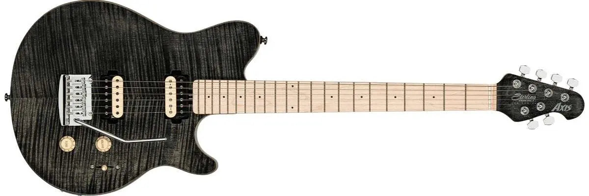 Sterling By Musicman SUB AXIS FLAME MAPLE TOP TRANS BLACK MN - Richards Guitars Of Stratford Upon Avon
