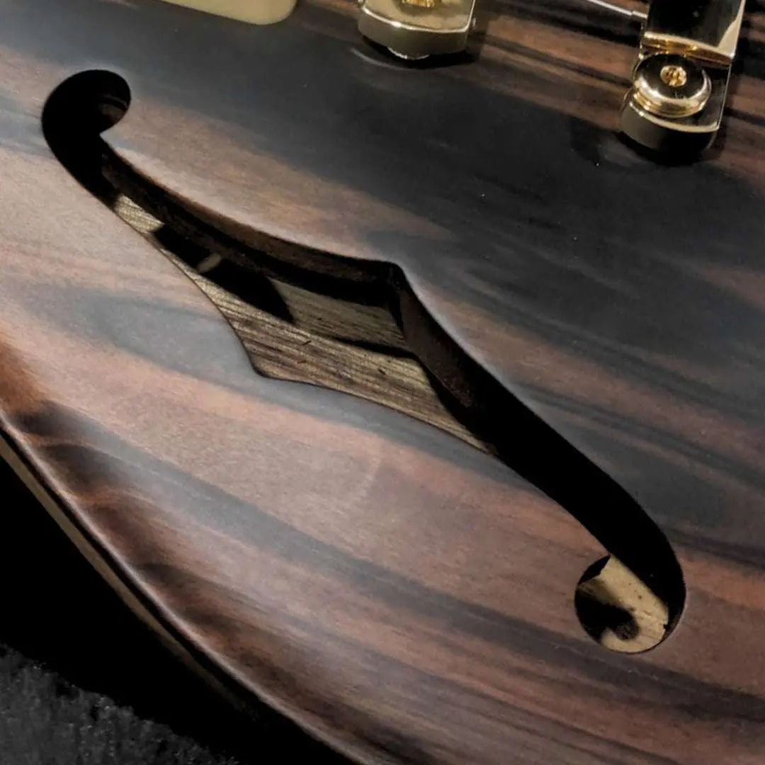 Valenti Carved Semi Hollow Nebula Solid Figured Ebony - Richards Guitars Of Stratford Upon Avon