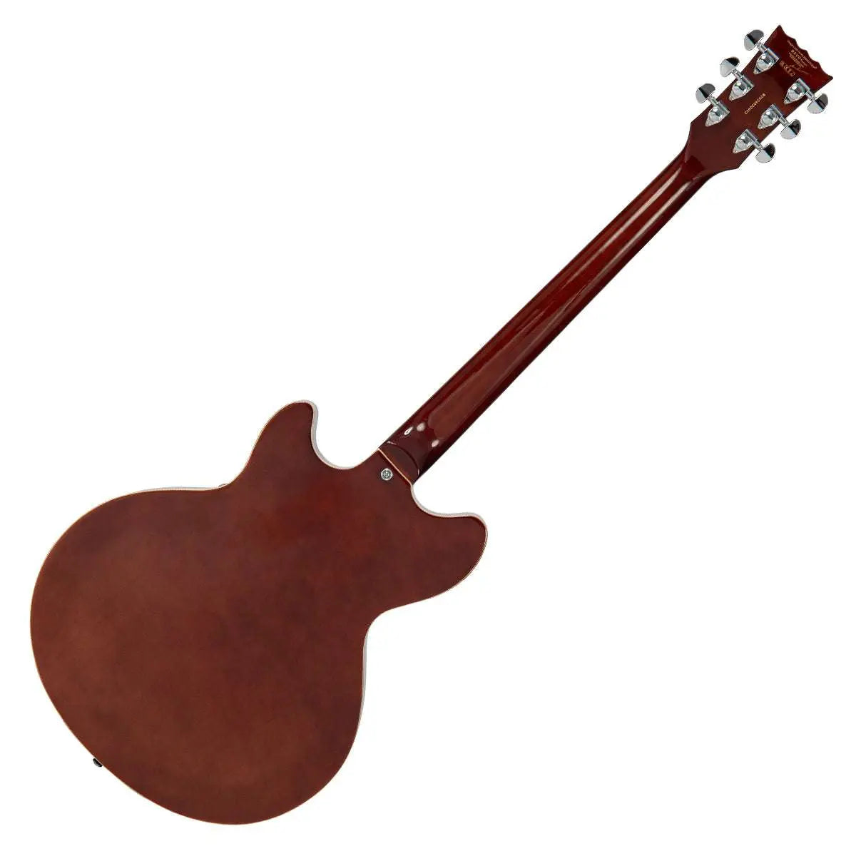 Vintage REVO Series 'Custom Supreme Baritone VI' Semi - Acoustic Guitar ~ Tobacco Sunburst - Richards Guitars Of Stratford Upon Avon