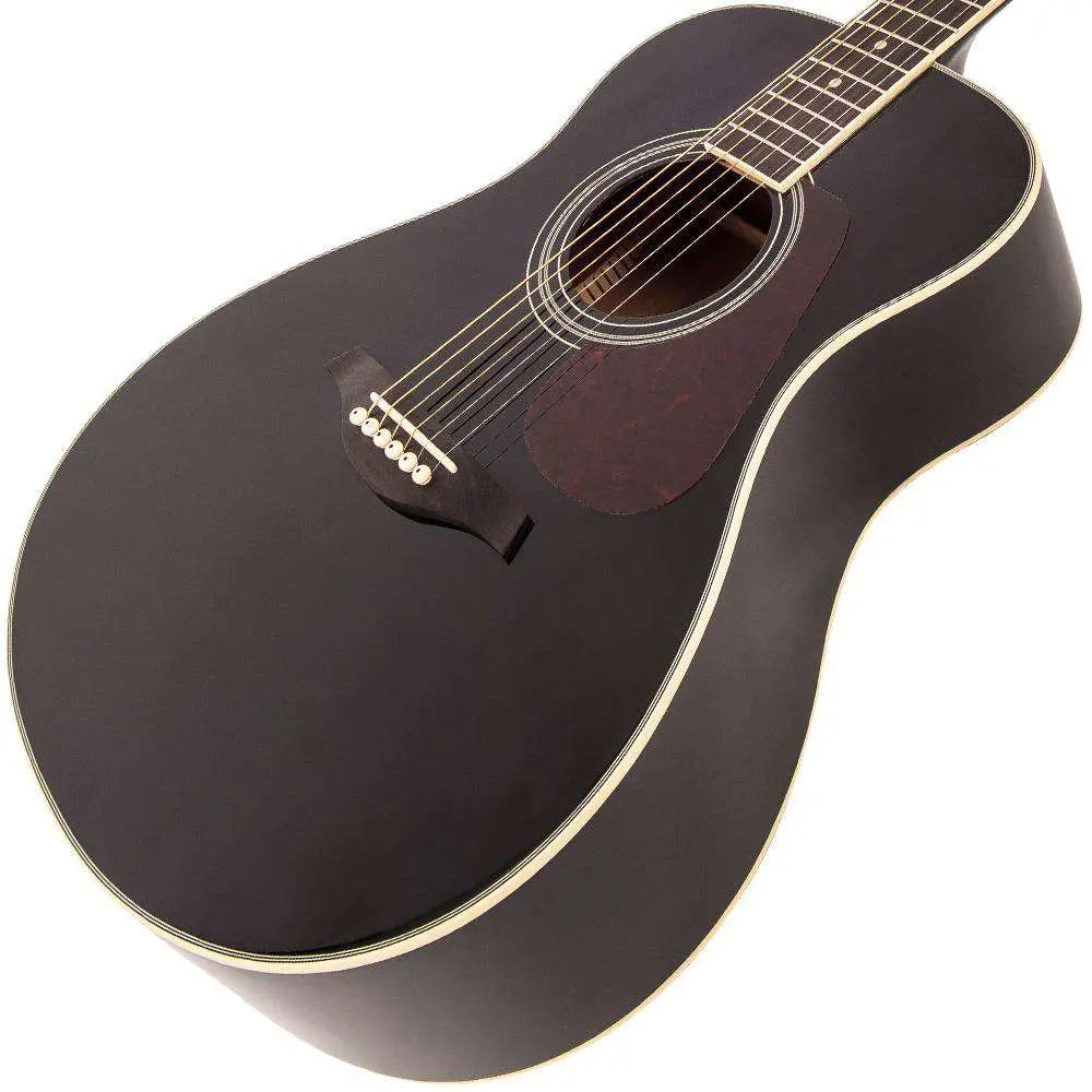 Vintage V300 Acoustic Folk Guitar ~ Black - Richards Guitars Of Stratford Upon Avon