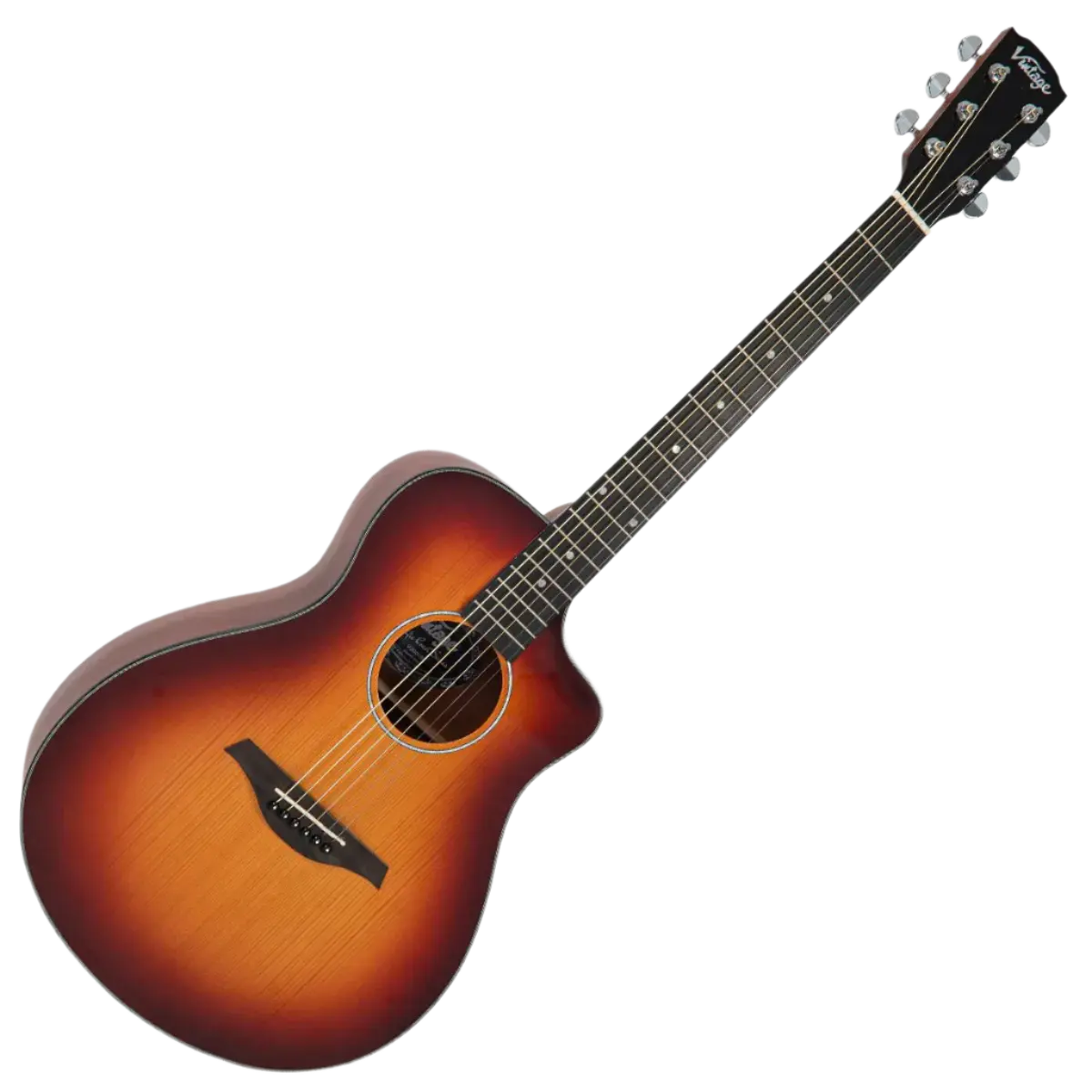 Vintage V300CB Pacific Coast Series Cherry Burst Acoustic Guitar - Richards Guitars Of Stratford Upon Avon